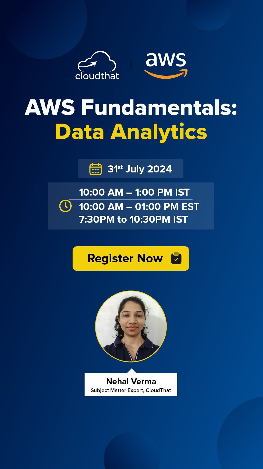 To register for the Free Training click on the link in bio.

Drowning in data but can’t find the insights you need? It’s time to turn your data into your biggest asset! Join our FREE training on “AWS Fundamentals - Data Analytics” and discover how to transform raw data into actionable strategies. 

What You’ll Gain?
A comprehensive understanding of AWS data analytics services.
Practical knowledge of data storage, processing, and analysis on AWS.
The ability to visualize data and create reports that drive business decisions.
Best practices for data management and security within the AWS ecosystem.

@amazonwebservices 

#AWS #DataAnalytics #AWSTraining #TechTraining #FreeTraining #CloudComputing #AWSData