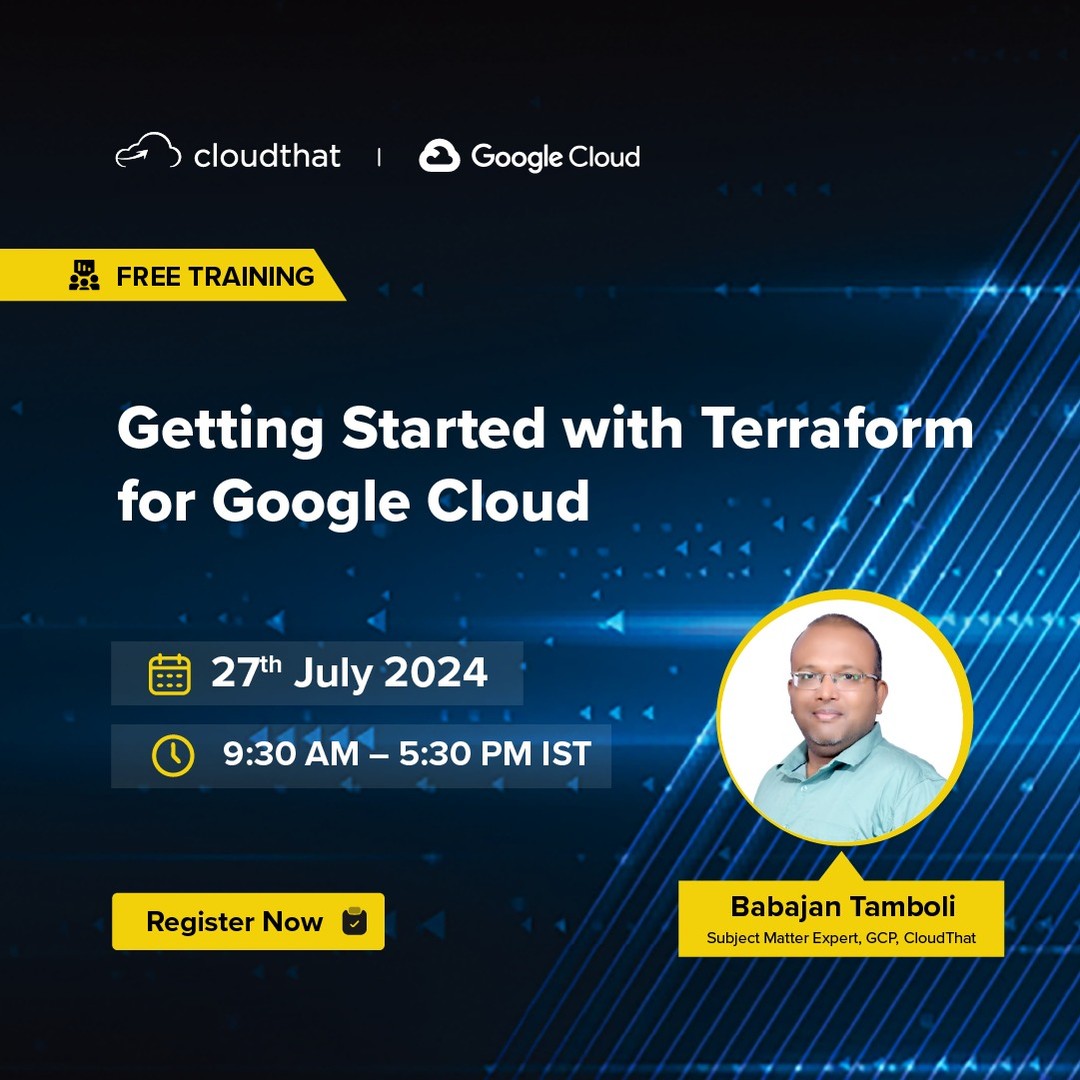 Click the link in bio to register.

Ready to take your cloud infrastructure management skills a notch above on Google Cloud? 
Here's your chance!
Join us for a thorough, one-day training session designed to help you start using Terraform on Google Cloud effectively. The session empowers you to master terraform and optimize your GCP operations. From environment setup to automated infrastructure management, delve into practical insights guided by certified experts. Gain hands-on experience, interact with certified experts, and earn a co-branded participation certificate. Don't miss this opportunity to elevate your cloud skills. 
@google @googlecloud 

#GoogleCloud #Terraform #CloudTraining #cloudcomputing #SkillUp #CloudOps #TechEvent #CareerGrowth