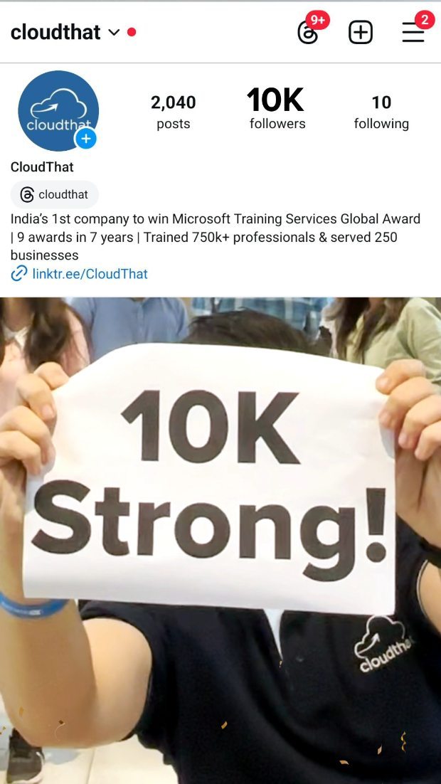 We are thrilled to announce that we have reached an exciting milestone – 10K followers! 🎉 This achievement reflects the continued support of our incredible community, and we couldn’t be more grateful. Here's to growing together and sharing even more innovative insights, knowledge, and success stories in the world of cloud and technology. Thank you for being part of our journey!

#cloud #cloudcomputing #milestones #10kfollowers #10kinsta #cloudtraining #cloudconsulting

[Cloud Computing Thought Leadership, Tech Community Engagement, Cloud Industry News, Digital Transformation Insights, Cloud Computing Trends, IT Training and Consulting, Cloud Technology Adoption, Cloud Innovation, Cloud Computing Expertise, Tech Industry Success Stories]